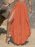 Úrsula - Pantalón Ancho con Volantes y Abertura Lateral