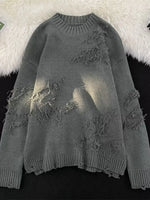 Adrián - El Suéter Básico Distressed de Hombro Caído