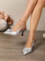 Flower Point Toe Slingback Sandals