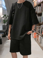 Men's Textured Short Sleeve T-Shirt and Shorts Set