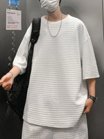 Men's Textured Short Sleeve T-Shirt and Shorts Set