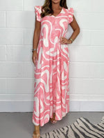 Valeria - Mono Estampado de Pierna Ancha con Volantes