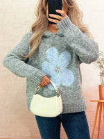 Flower Long Sleeve Hooded Sweater