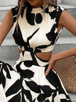 Cutout Printed Sleeveless Dress