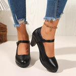Buckle Block Heels Pumps