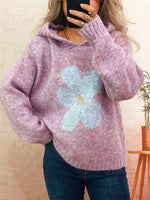 Flower Long Sleeve Hooded Sweater