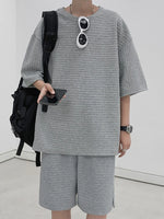 Men's Textured Short Sleeve T-Shirt and Shorts Set