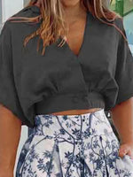 Yasmín - Set Top Cruzado y Pantalón de Talle Alto